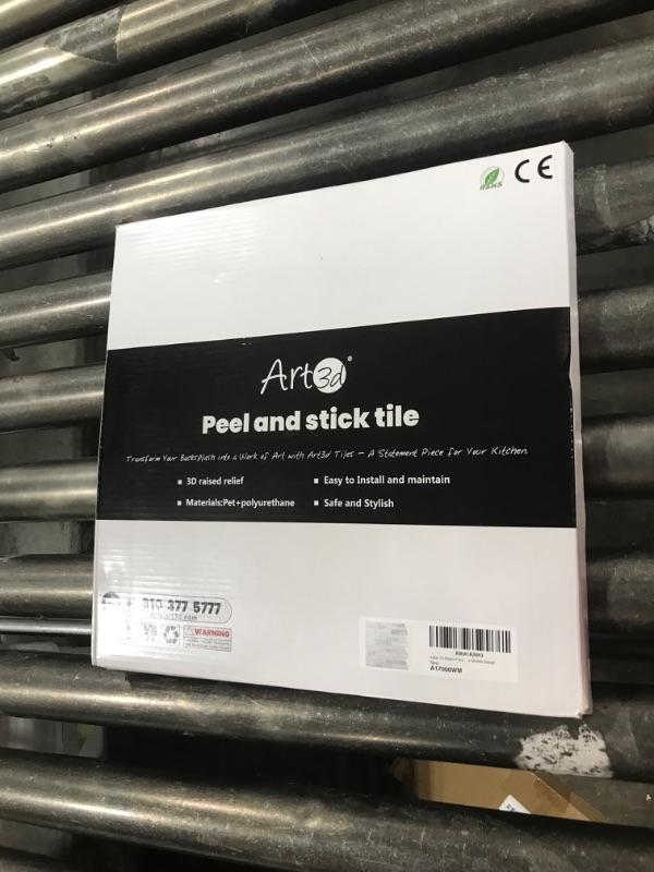 Photo 1 of Art3d 10-Sheet Premium Stick On Kitchen Backsplash Tiles, 12"x12" Peel and Stick Self Adhesive Wall Tiles, White Marble Design