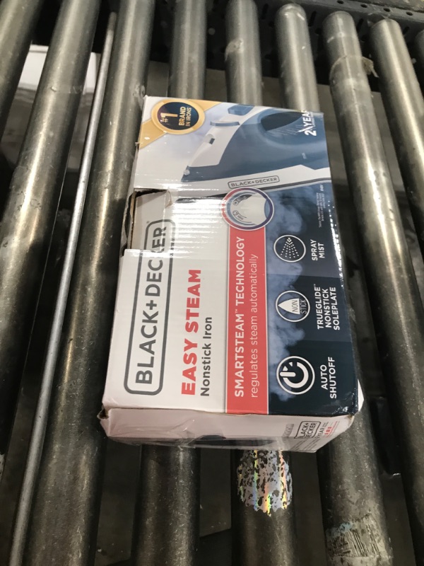 Photo 1 of BLACK+DECKER Easy Steam Compact Iron for Clothes, Automatic Shutoff, Nonstick Plate, Light Weight, 1200 Watts