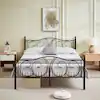 Photo 1 of Victorian Metal Bed Frame ?Black Metal Frame Queen Size Platform Bed, Mattress Foundation with Headboard and Footboard