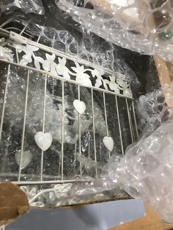 Photo 1 of D'Eco 79 82676 2-Piece Metal Square Bird Cage Set, white, 8"l x 10"w x 22"h
