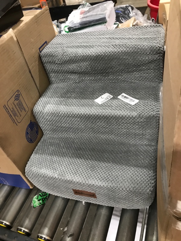 Photo 1 of Dog Stairs for Small Dogs & Cats, 3-Step Non-Slip Pet Steps for Couch Sofa and Chair, Grey, 13.6" H