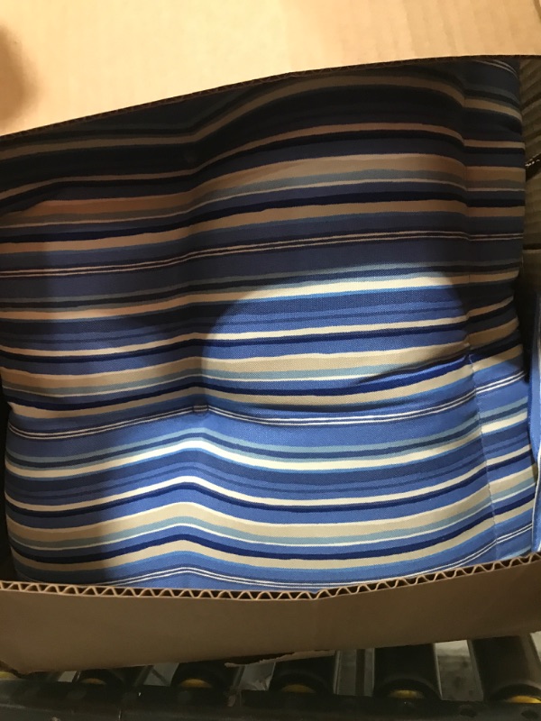 Photo 1 of Greendale Home Fashions Outdoor 44 x 22-inch High Back Chair Cushion, Set of 1, Steel Blue Stripe
