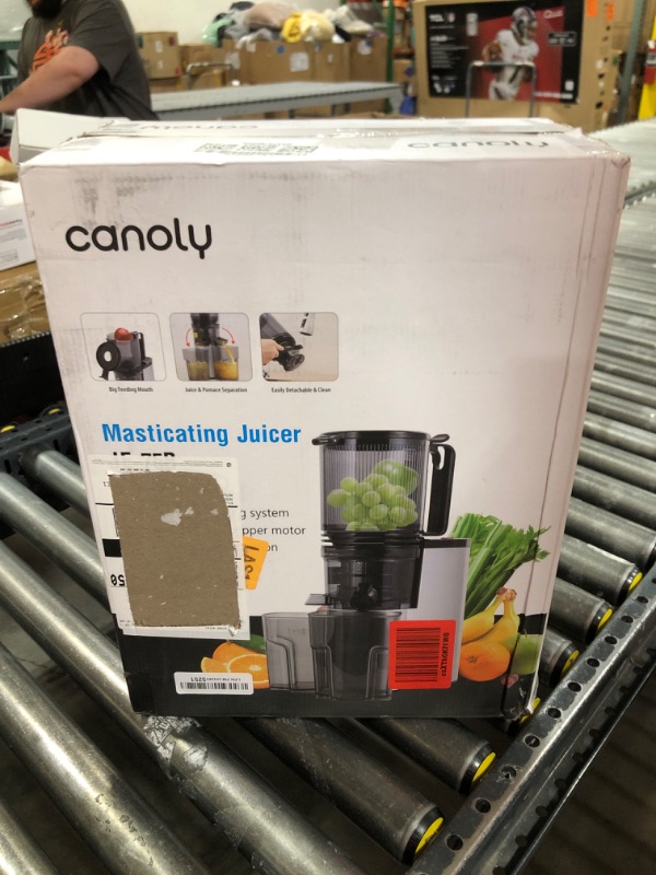 Photo 1 of Cold Press Juicer, 5.8" Wide Feed Chute Juice Extractor Machine with 400W, High Juice Yield, Slow Masticating Juicer for Whole Vegetables & Fruits, Metallic Silver