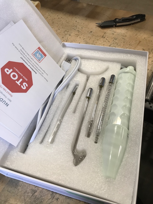 Photo 1 of (Used)NuDerma Clinical Skin Therapy Wand - Portable Skin Therapy Machine w 6 Fusion Neon + Argon Wands – Anti Aging - Clarifying - Skin Tightening & Radiance - Wrinkle Reducing