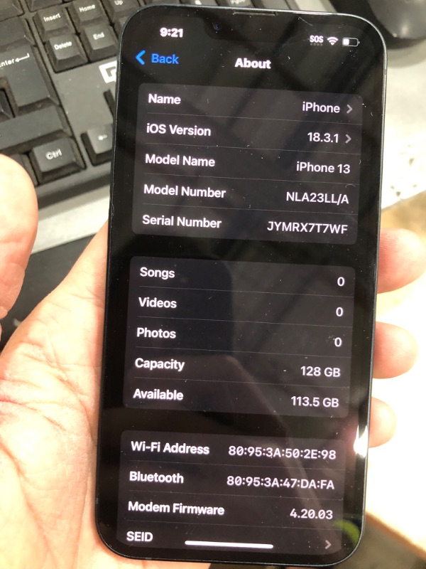 Photo 1 of Apple iPhone 13, 128GB, Midnight - Unlocked (Renewed)