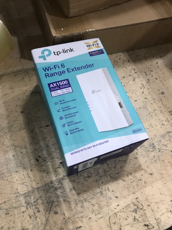 Photo 1 of TP-Link AX1500 WiFi Extender Internet Booster(RE500X), WiFi 6 Range Extender Covers up to 1500 sq.ft and 25 Devices,Dual Band, AP Mode w/Gigabit Port, APP Setup, OneMesh Compatible