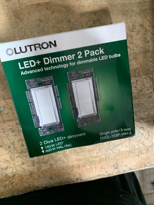 Photo 1 of Lutron Diva LED+ Dimmer Switch for Dimmable LED, Halogen and Incandescent Bulbs, Single-Pole or 3-Way, DVCL-153P-WH, White (2-Pack)