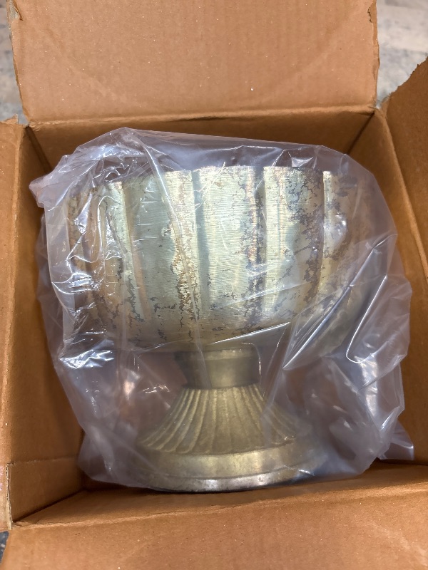 Photo 1 of Accent Decor Distressed Gold Metal Compote Bowl | Gold Compote Vase l Lita Metal Vase l Indoor and Outdoor Compote for Any Event