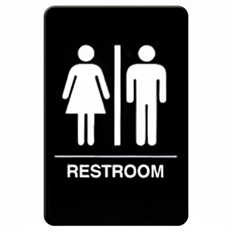 Photo 1 of  Restrooms Sign, Braille, Black