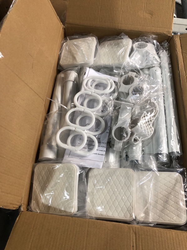 Photo 1 of ***(MISSING PARTS)***
SUNALLY Room Divider No Drilling Curtain Rod Wall Divider for Room Separation, 4-10ft(H) 28-114inch(W) Adjustable, Heavy Duty Partition Space Separator Freestanding Tension Curtain Stand, White