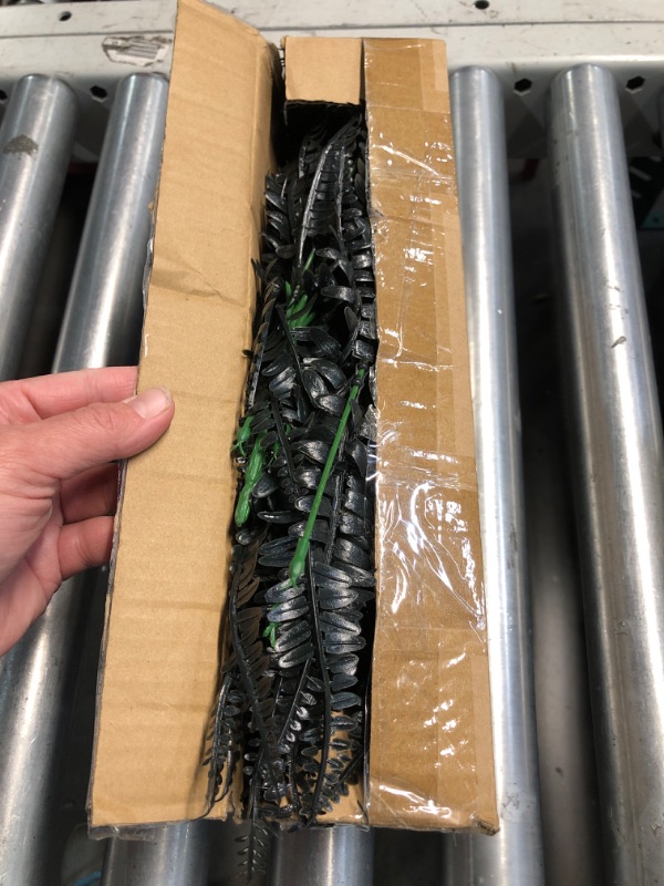 Photo 1 of ***(STOCK PHOTO FOR REFERENCE ONLY/ COLOR IS BLACK)***
ZEOSTARO 12 Bundles Artificial Plants, Fake Boston Fern Greenery Outdoor UV Resistant No Fade Faux Plastic Plants Garden Porch Window Box Decorating(Black)