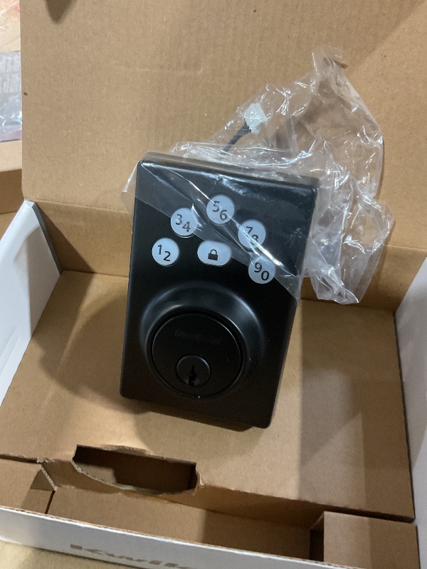 Photo 1 of (Used)(see images)Kwikset Powerbolt 240 5-Button Keypad Matte Black Contemporary Electronic Deadbolt Door Lock, Featuring Convenient Keyless Entry, Customizable User Codes and Auto Locking