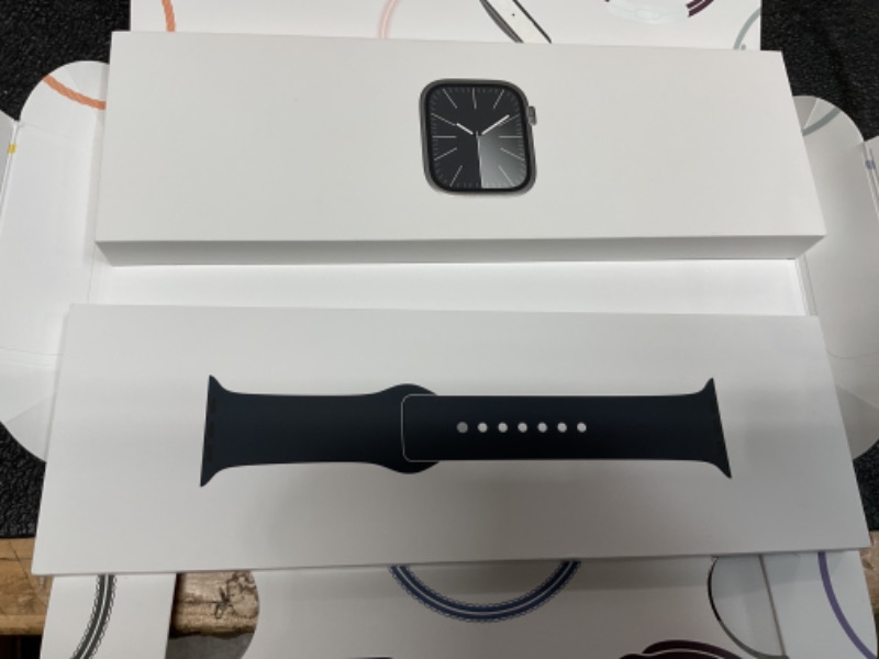 Photo 1 of Apple Watch Series 9 [GPS + Cellular 45mm] Smartwatch with Graphite Stainless Steel Case with Midnight Sport Band M/L. Fitness Tracker, Blood Oxygen & ECG Apps, Always-On Retina Display








