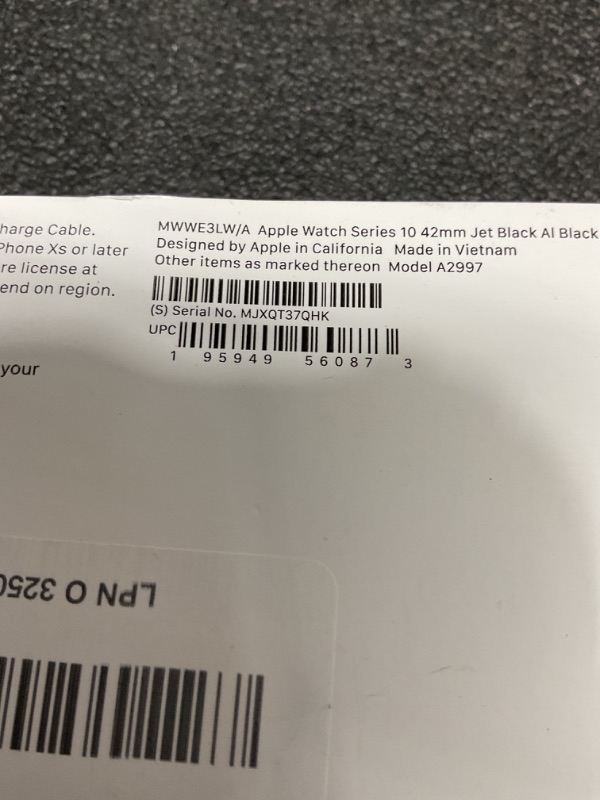 Photo 1 of Apple Watch Series 10 [GPS 42mm case] Smartwatch with Jet Black Aluminium Case with Black Sport Band - S/M. Fitness Tracker, ECG App, Always-On Retina Display, Water Resistant**