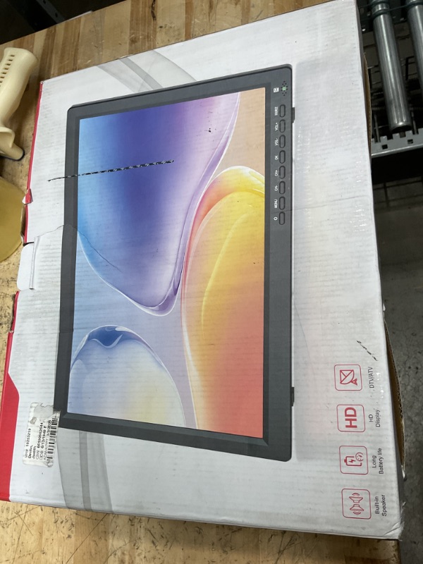 Photo 1 of ***FINAL SALE Desobry 15.7 inch Portable TV with Antenna, Portable Small TV with ATSC Tuner, Rechargeable Battery Operated Mini LCD Monitor 1080P,Built-in Stand,HDMI Input,USB,AV in,Supports Camping,Kitchen