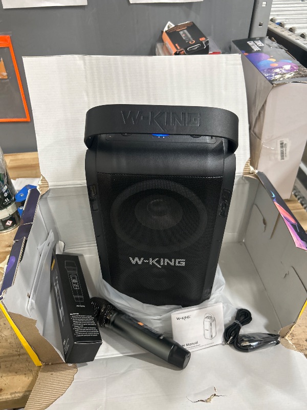 Photo 1 of ** SEE NOTES **W-KING 80W Bluetooth Speaker with Wireless Microphone, Portable Loud Party Bluetooth Speaker-2 Full Range Drivers/Deep Bass, 105dB Sound, Adults/Kids with Lights/IPX5/U-Disk/TF/AUX