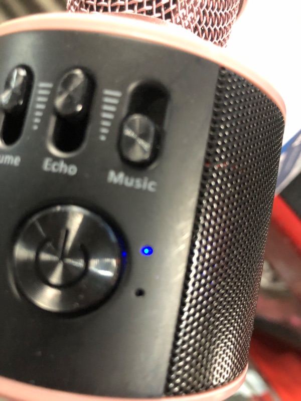 Photo 1 of ***(MISSING CHARGING CORD)***
Core Innovations Wireless Bluetooth Karaoke Microphone with Built-in Speakers + HD Recording, Portable Handheld Mic | Rose Gold