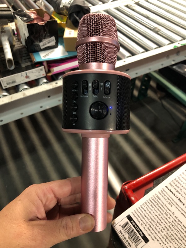 Photo 1 of ***(MISSING CHARGING CORD)***
Core Innovations Wireless Bluetooth Karaoke Microphone with Built-in Speakers + HD Recording, Portable Handheld Mic | Rose Gold