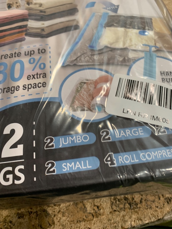 Photo 1 of 12 Pack Vacuum Storage Bags, Space Saver Vacuum Storage Bags, Vacuum Seal Bags for Clothing, Clothes, Comforters and Blankets, Hand Pump Included