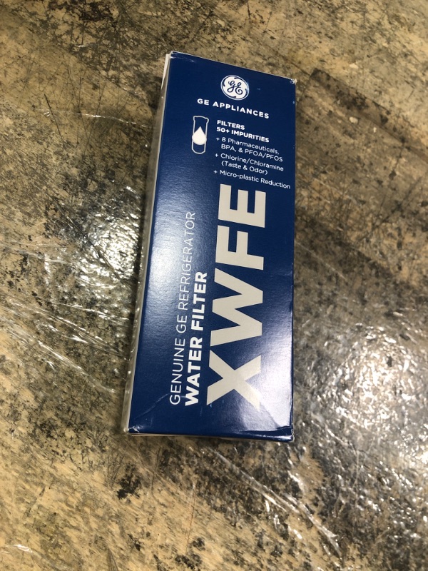 Photo 1 of GE XWFE Refrigerator Water Filter, Genuine Replacement Filter, Certified to Reduce Lead, Sulfur, and 50+ Other Impurities, Replace Every 6 Months for Best Results, Pack of 1