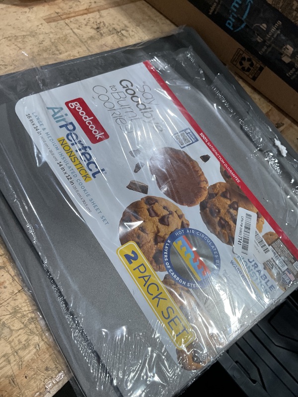 Photo 1 of AirBake Natural Aluminum 2 Pack Insulated Cookie Sheet, no burn design, 14 x 12in & 16 x 14in