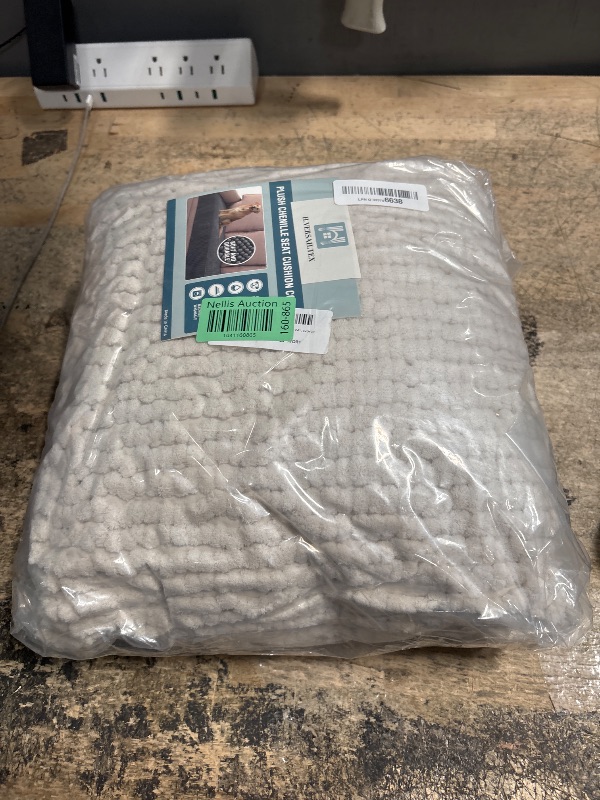 Photo 1 of H.VERSAILTEX Plush Chenille Dog Bed Cover Thick Soft Sofa Cover for 3 Cushion Couch Anti Slip Couch Cover Furniture Protector for Dog, Pet, Cat (35" x 74", Ivory)