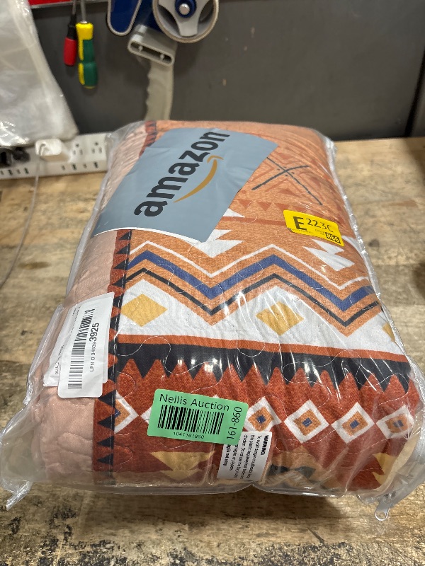 Photo 1 of 3 Pieces Quilt Set King Size Bedspread Burnt Orange/Rust Coverlet Lightweight Summer Comforter Microfiber Bohemian Bedding Set for All Season Oversized 98x106 Inch Bed Cover(1 Quilt, 2 Pillow Shams)