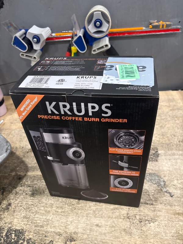 Photo 1 of KRUPS Precision Burr Coffee Grinder: 12 Settings, 8 oz Capacity for Drip, French Press, Espresso, Pour Over, Cold Brew - Stainless Steel, 110W, Auto-Stop, Easy Clean