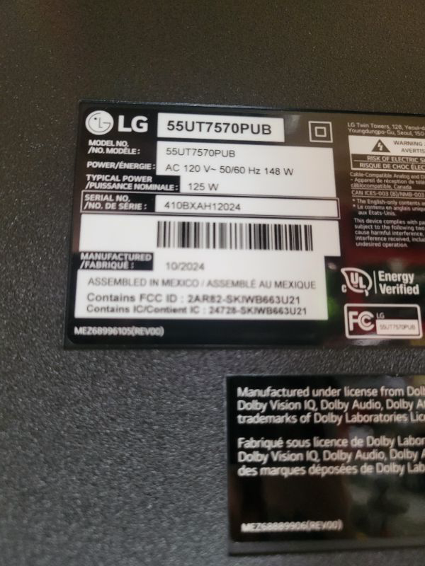 Photo 1 of ***FINAL SALE SCREEN SHATTERED NON REFUNDABLE PARTS ONLY*** LG 55-Inch Class UT75 Series LED Smart TV 4K Processor Flat Screen AI-Powered with Alexa Built-in (55UT75