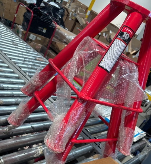 Photo 1 of ***MISSING HARDWARE & MAIN BLACK PIECES*** Sunex 1310 10-Ton Medium Height Pin Type Jack Stands, Pair, Red