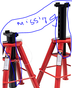 Photo 1 of ***MISSING HARDWARE & MAIN BLACK PIECES*** Sunex 1310 10-Ton Medium Height Pin Type Jack Stands, Pair, Red