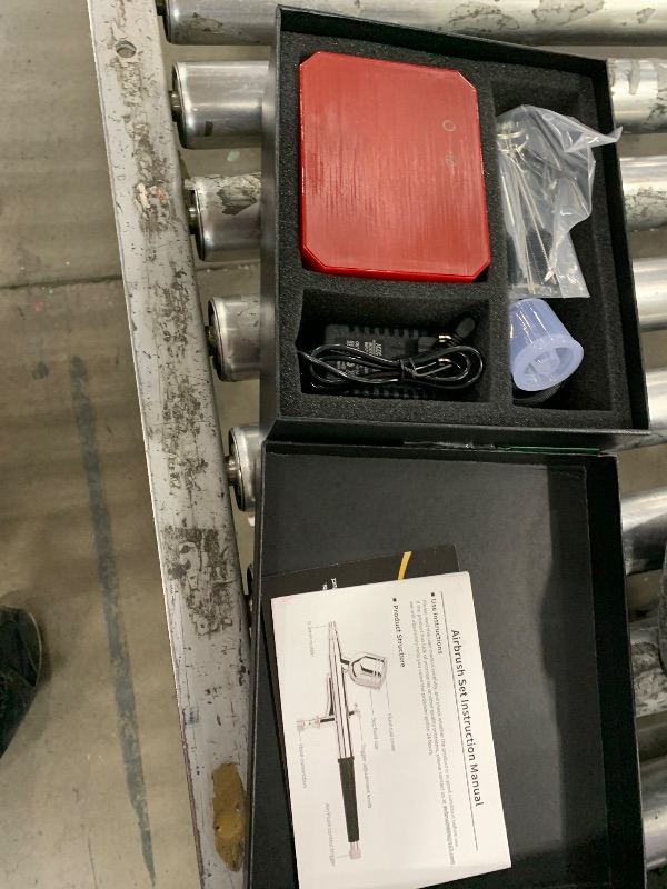 Photo 1 of ***AIRBRUSH ITSELF IS MISSING*** Gocheer Airbrush Kit with Air Compressor, 48 PSI High Pressure Air Brush Non-Clogging with 0.2/0.3/0.5mm Nozzle/Cleaning Sets, Ideal for Painting, Modeling, Cake Decor, Pastry, Makeup (Red)