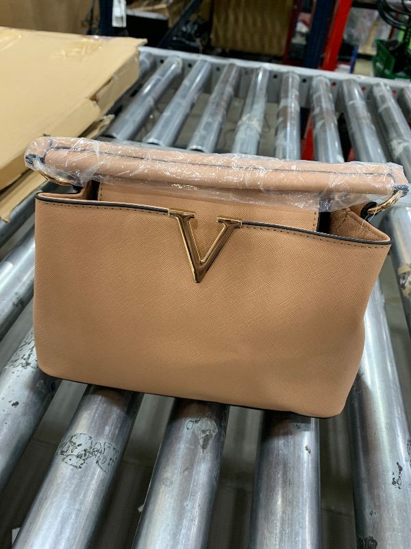 Photo 1 of EVVE Women's Small Satchel Bag Classic Top Handle Purses Fashion Crossbody Handbags with Shoulder Strap | NUDE