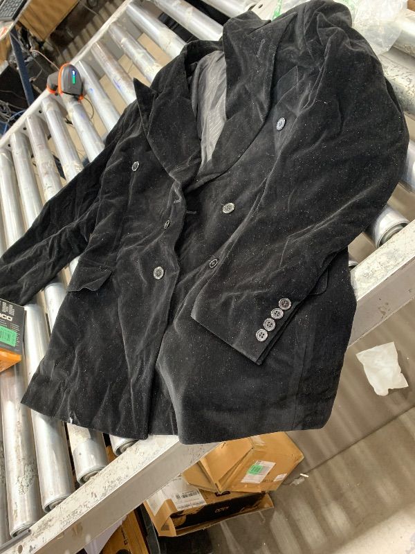 Photo 1 of Mi Bo Tong Mens Velvet Blazer Jacket Double Breasted Notch Lapel Dinner Suit Jacket Prom Party Coat Black 38 Chest / 32 Waist