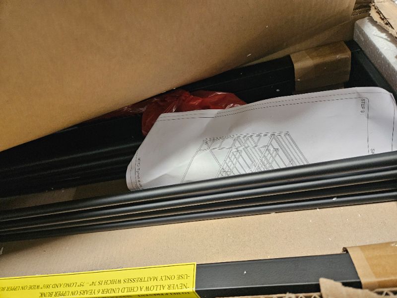 Photo 1 of ****BOX 1 OF 2 ONLY! MISSING BOX 2 OF 2!****
PVWIIK Full Loft Bed with Desk and Storage Shelves for Kids Teens Adults,Heavy Duty Metal Loft Bed with Ladder for Dorm,Bedroom,No Box Spring Required,Black
