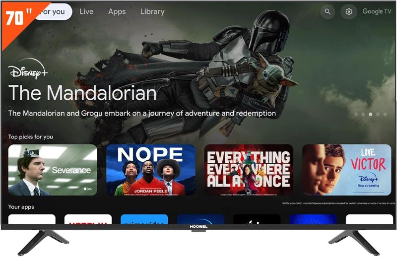Photo 1 of ** BROKEN SCREEN, FINAL SALE ** 70Inch 4K LED Smart TV with Google TV, Google Play and Chromecast Built-in, HDR 10, Dolby Audio, Voice Remote, Compatible with Bluetooth, Streaming UHD Television Black