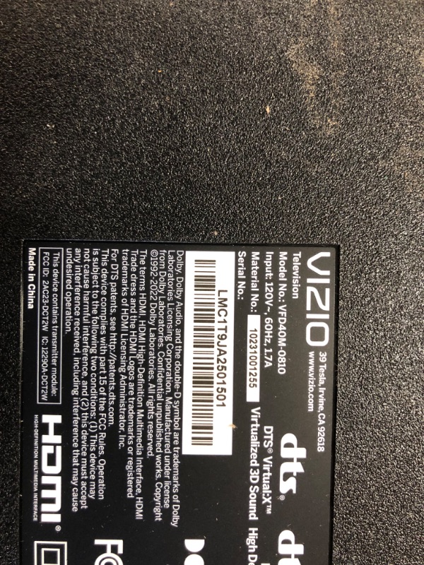 Photo 1 of **BROKEN SCREEN FINAL SALE ** VIZIO 40-inch Full HD 1080p Smart TV with DTS Virtual: X, Alexa Compatibility, Google Cast Built-in, Bluetooth Headphone Capable, (VFD40M-08 New)