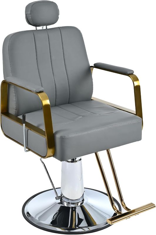 Photo 1 of 
Barbers Chairs, Classic Reclining Barber Chair Salon Chair for Hair Stylist with Heavy Duty Hydraulic Pump, 360° Rotation, Tattoo Chair Shampoo Beauty Salon