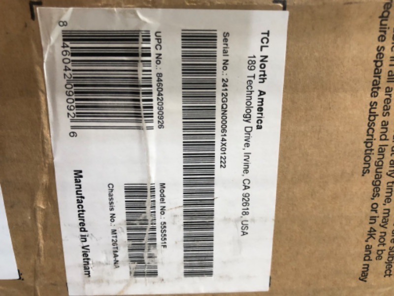 Photo 1 of ** BROKEN SCREEN ** TCL 55-Inch Class S5 UHD 4K LED Smart TV with Fire TV (55S551F, 2024 Model), Dolby Vision, HDR PRO+, Dolby Atmos, Alexa Built-in with Voice Remote, Apple AirPlay 2 Compatibility, Streaming Television