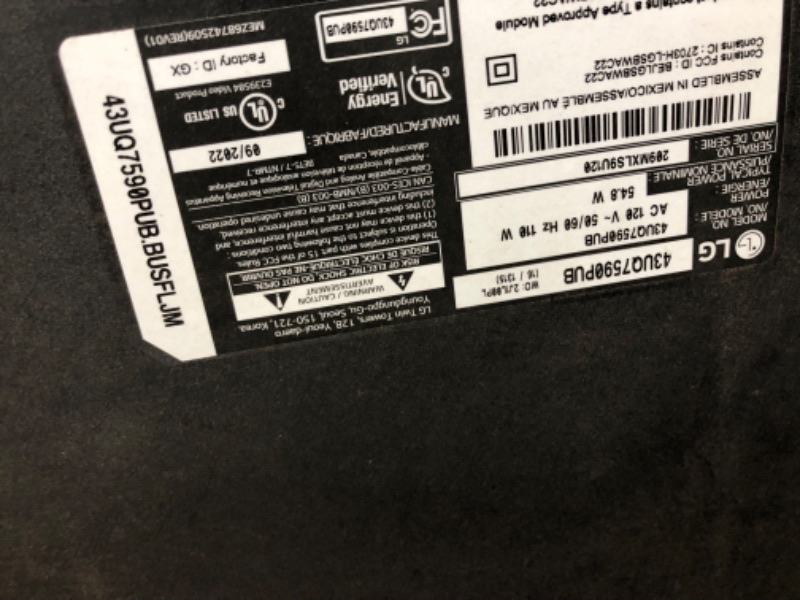 Photo 1 of ** DOES NOT POWER ON, FINAL SALE ** LG 43-Inch Class UT75 Series LED Smart TV 4K Processor Flat Screen AI-Powered with Alexa Built-in (43UT7590PUA, 2024)