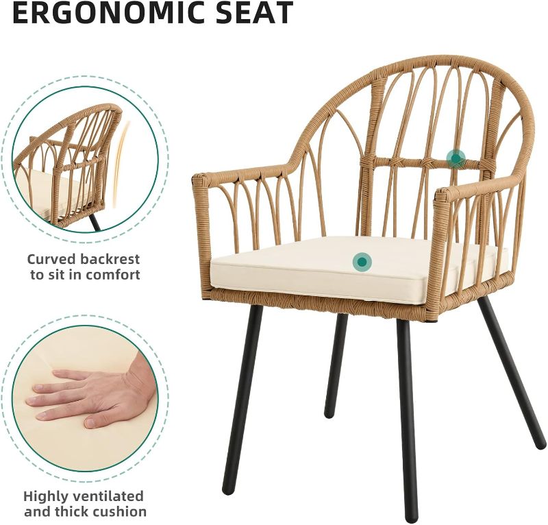 Photo 1 of YITAHOME 2 Pieces Outdoor Dining Chairs, Wicker Patio Dining Chair with Cushion, Rattan/Wicker Design