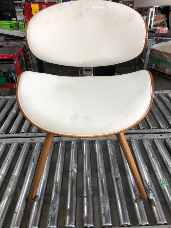 Photo 1 of Butterfly Dining Chair,Mid Century Modern Dining Chairs,Upholstered Faux Leather Walnut Curved Back Contemporary Kitchen Dining Chair,Minimalist Vintage Style (Color : White) (WHI