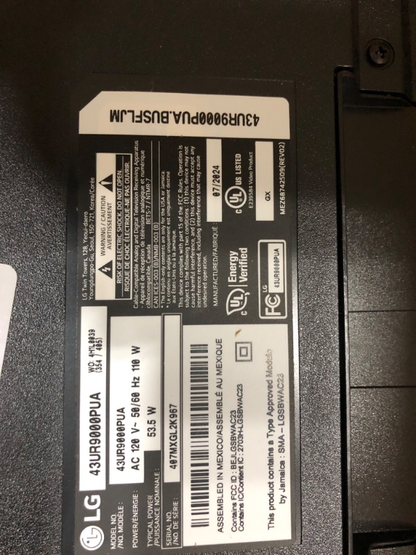 Photo 1 of LG 43-Inch Class UR9000 Series 
