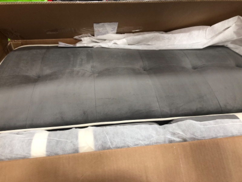 Photo 1 of ** Incomplete set only box 1 of 2 included** Amada 3 in 1 Convertible Sleeper Sofa Bed, Futon Couches for Living Room with USB Ports&Side Pocket | Adjustable Backrest| Velvet Fabric | Pull Out Couch | Loveseat | Sectional Sofa Bed,Grey