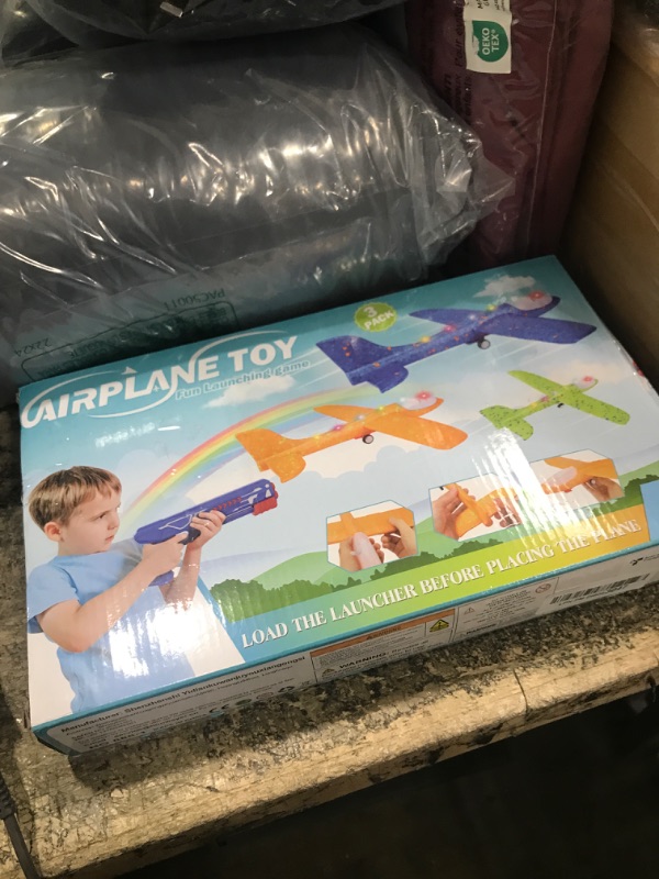 Photo 1 of 3 Pack Airplane Launcher Toy, 12.6" Foam Glider Led Plane, 2 Flight Mode Catapult Plane for Kids Outdoor Sport Flying Toys Gifts for 3 4 5 6 7 8 9 10 12 Year Old Boys Girls