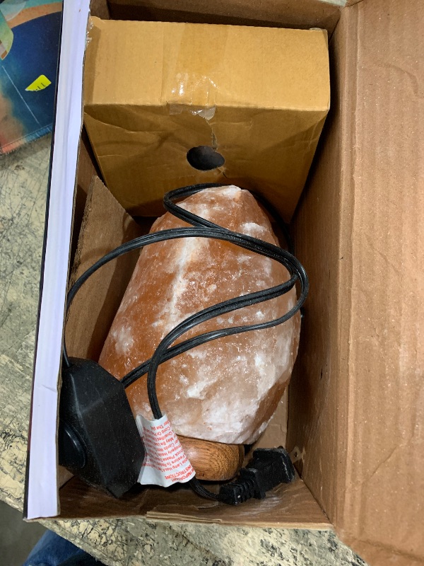 Photo 1 of 7 Inch Himalayan Salt Lamp with Dimmer Cord - Night Light Natural Crystal Rock Classic Wood Base Authentic from Pakistan