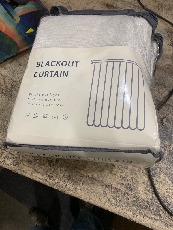 Photo 1 of 100% Blackout Shield Linen Blackout Curtains for Bedroom 95 Inches Long, Back Tab/Rod Pocket Living Room Drapes, Thermal Insulated Blackout Curtains 2 Panels Set, 50" W x 95" L, Light Cream