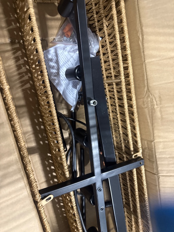 Photo 1 of ***DAMAGED - CABLES FRAYED - SCRATCHED - UNABLE TO TEST - NO BULBS - SEE PICTURES***
InterMaka 33.5” Hand Woven Rattan 6-Light Chandeliers for Dining Room, 2 Layer Boho Linear Chandelier Rectangle Farmhouse Pendant Light Fixture for Kitchen Island Bar Liv