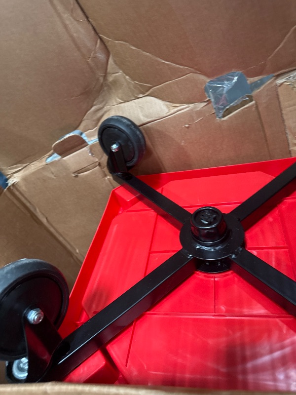 Photo 1 of FreekyFit Rolling Shop Stool with Wheels, Adjustable Garage Mechanic Stool Seat Shop Roller Work Chair Mobile Rolling Seat with Tool Tray, 2 Cup Holders, 4" Casters, 350 LBS, Heavy-Duty, Red