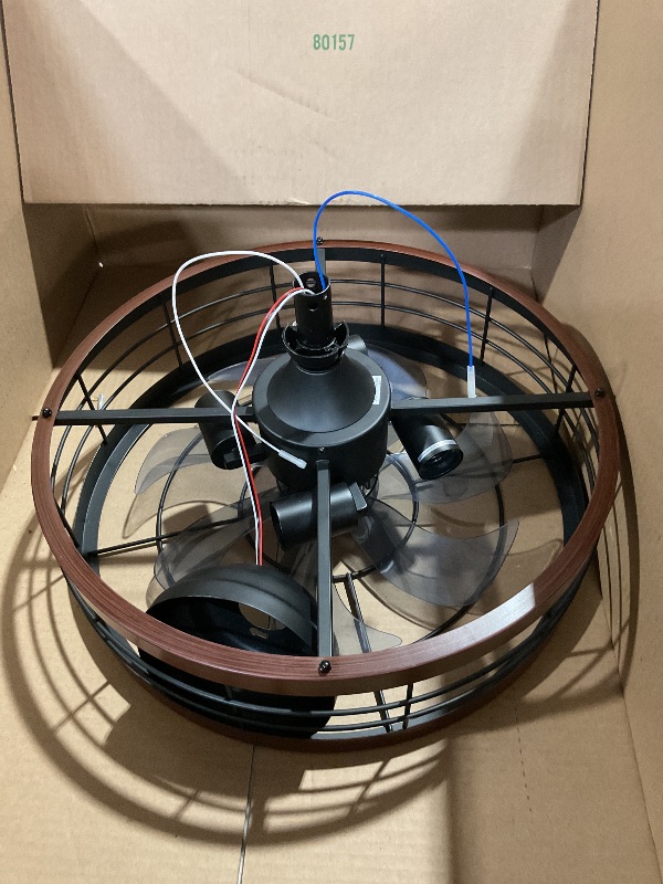 Photo 1 of (Missing pieces) 18 inch Black Caged Ceiling Fan with Light, Bladeless Industrial Ceiling Fan 